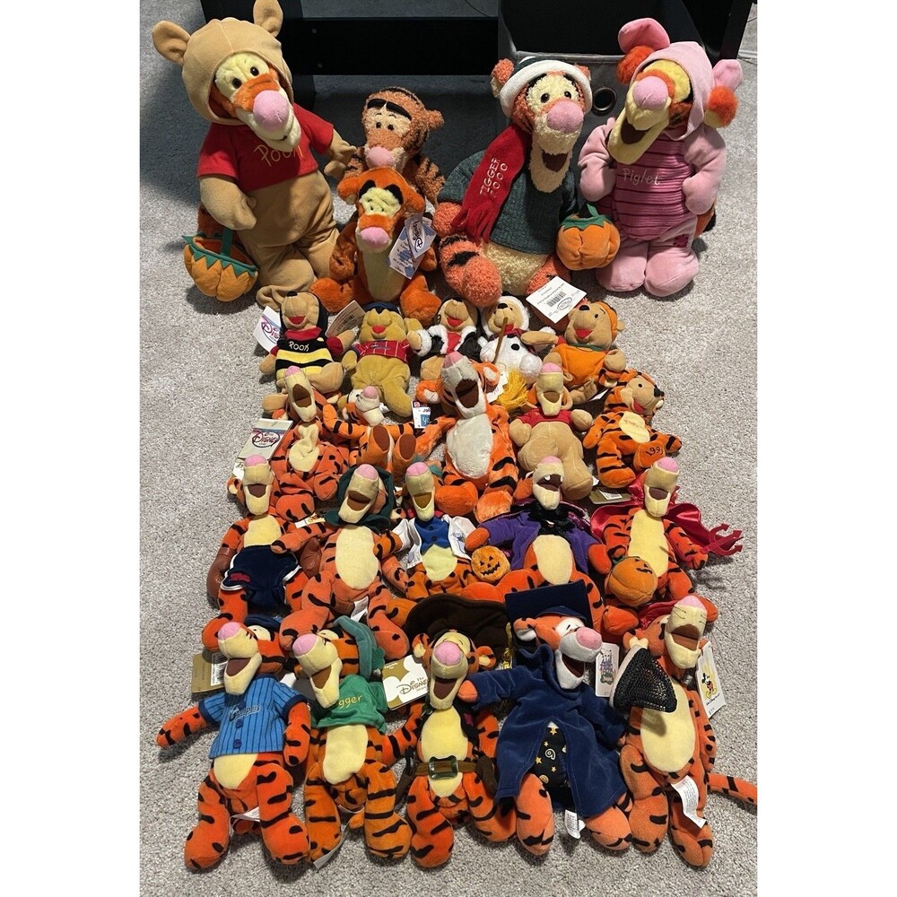 Vintage Disney Store Tigger Bean Bag Plush Lot 25 Vamp Devil Scientist Pooh Etc